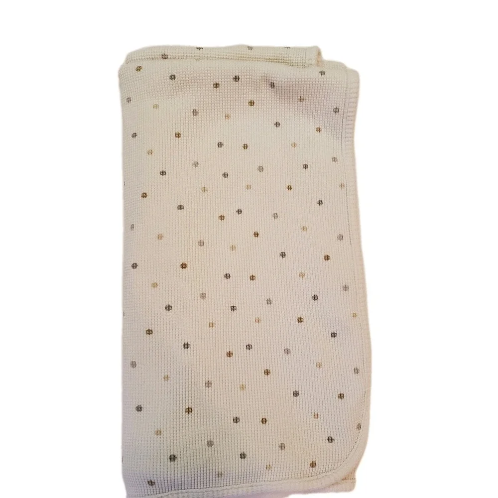 Just Born Baby Blanket Thermal‎ Waffle Weave Polka Dot Infant